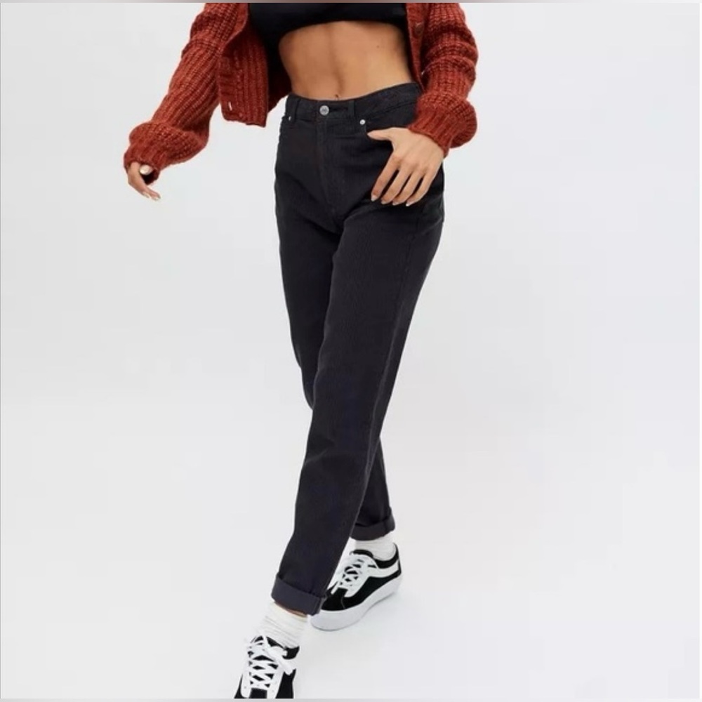 BDG Corduroy High Waisted Mom Jeans Urban Outfitters UO Black Size 25